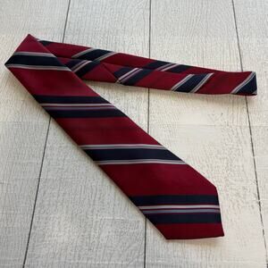 Vintage Sears Men’s Store Silk Blend Tie Red Blue Stripe